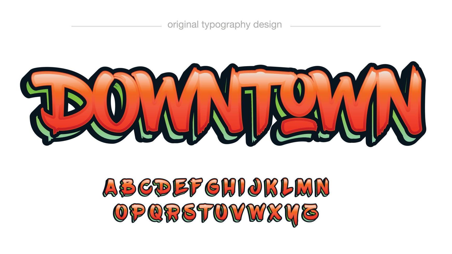 orange brush stroke graffiti 3d typography vector
