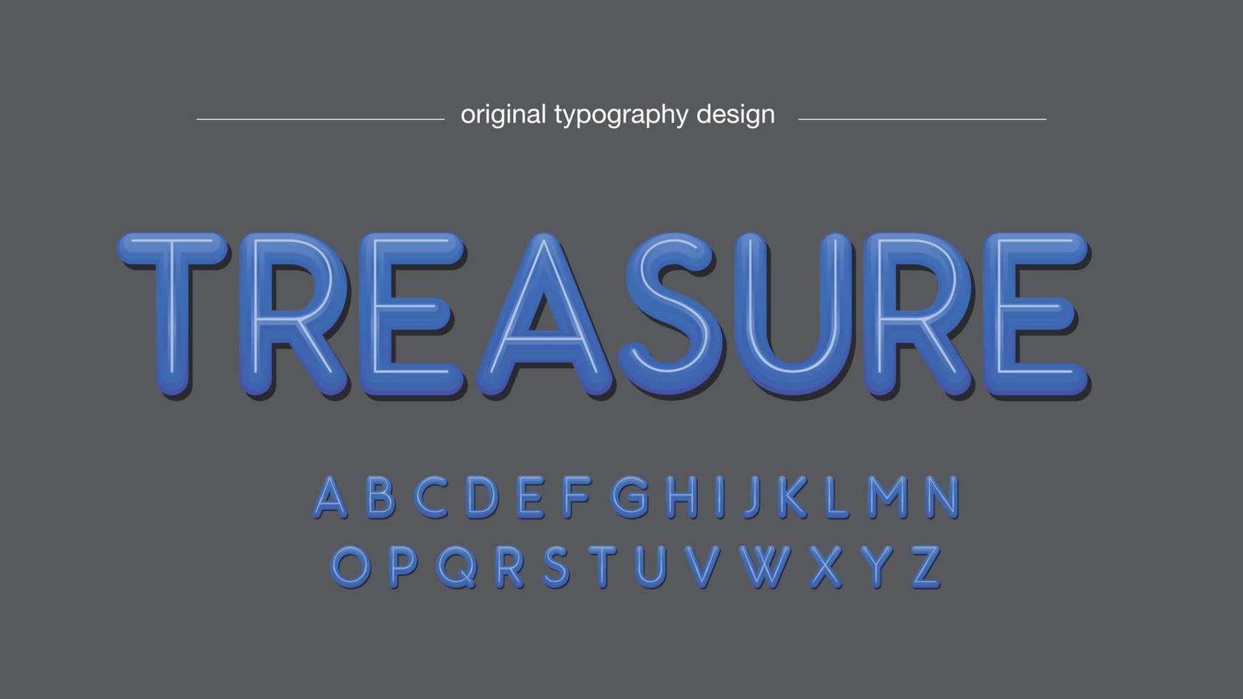 blue thin rounded 3d typography vector