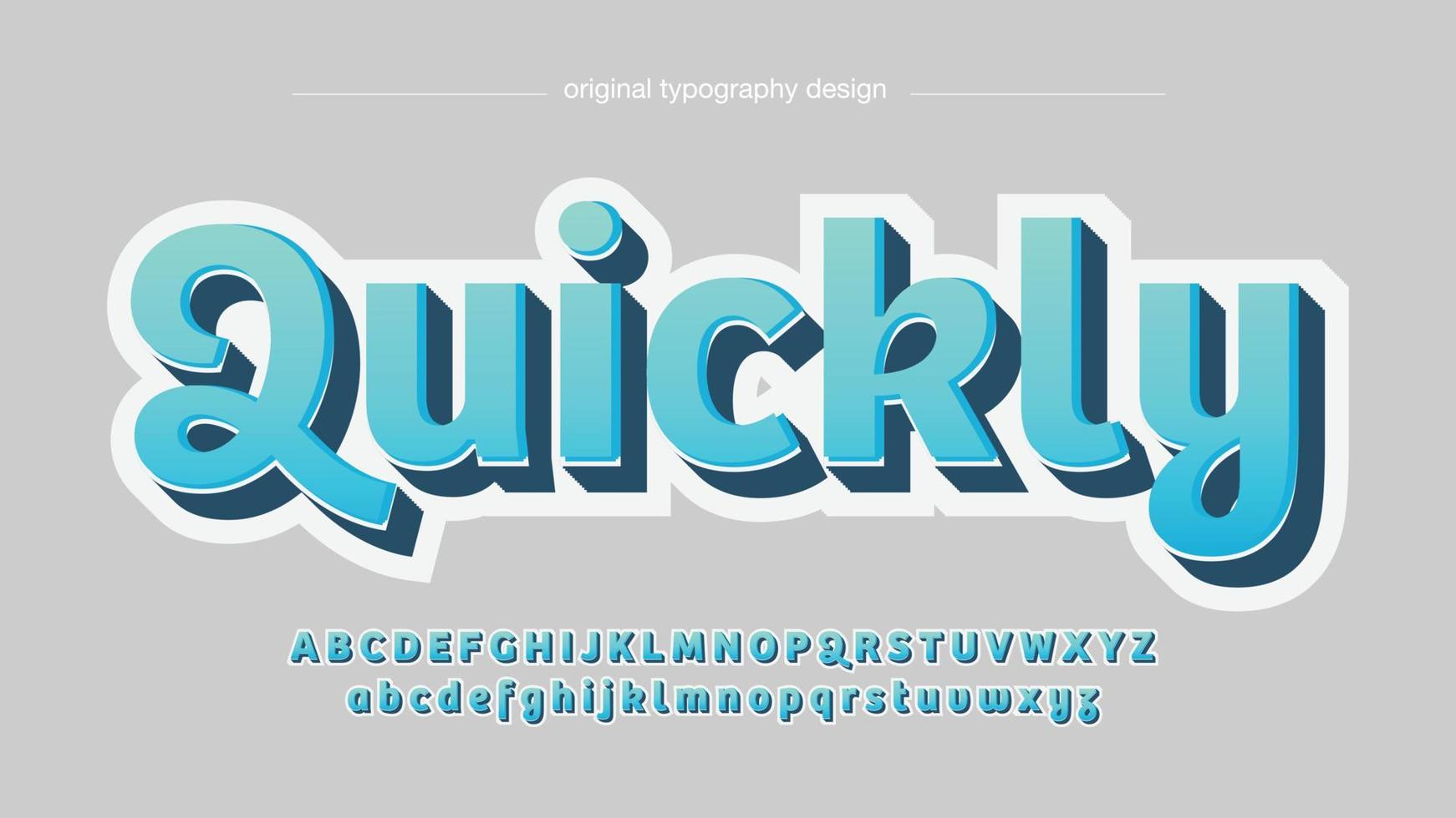 blue cute 3d rounded cartoon font vector