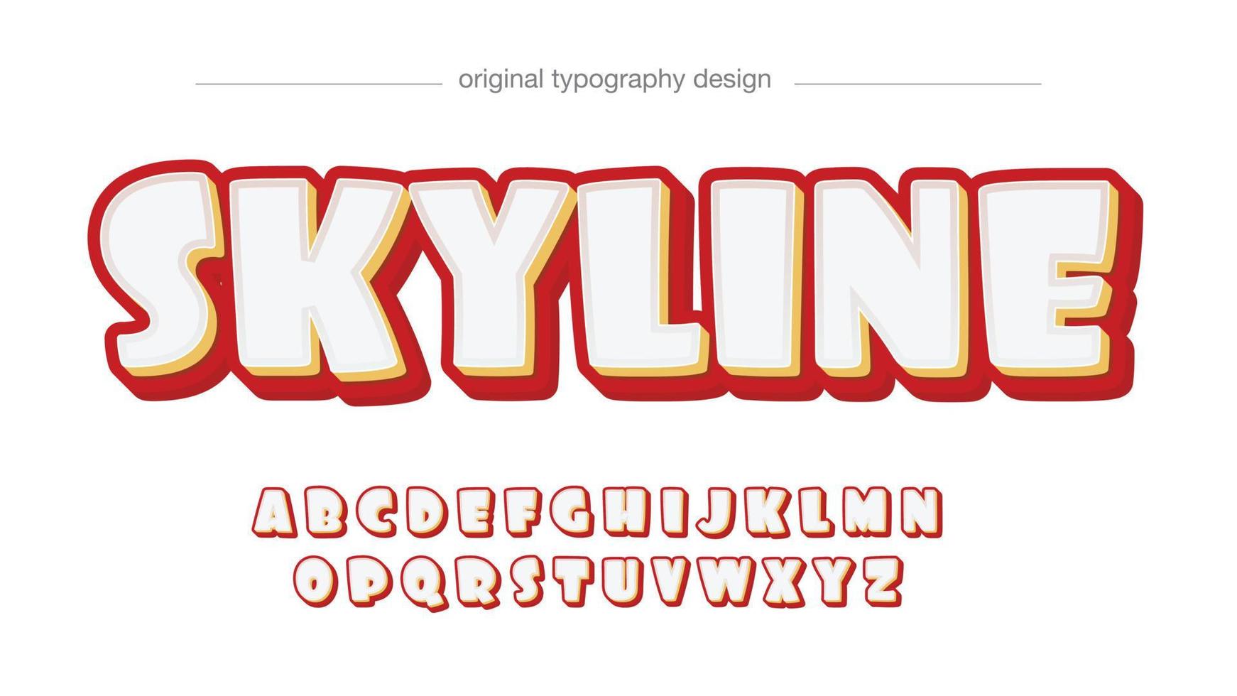red and white rounded 3d cartoon typography vector