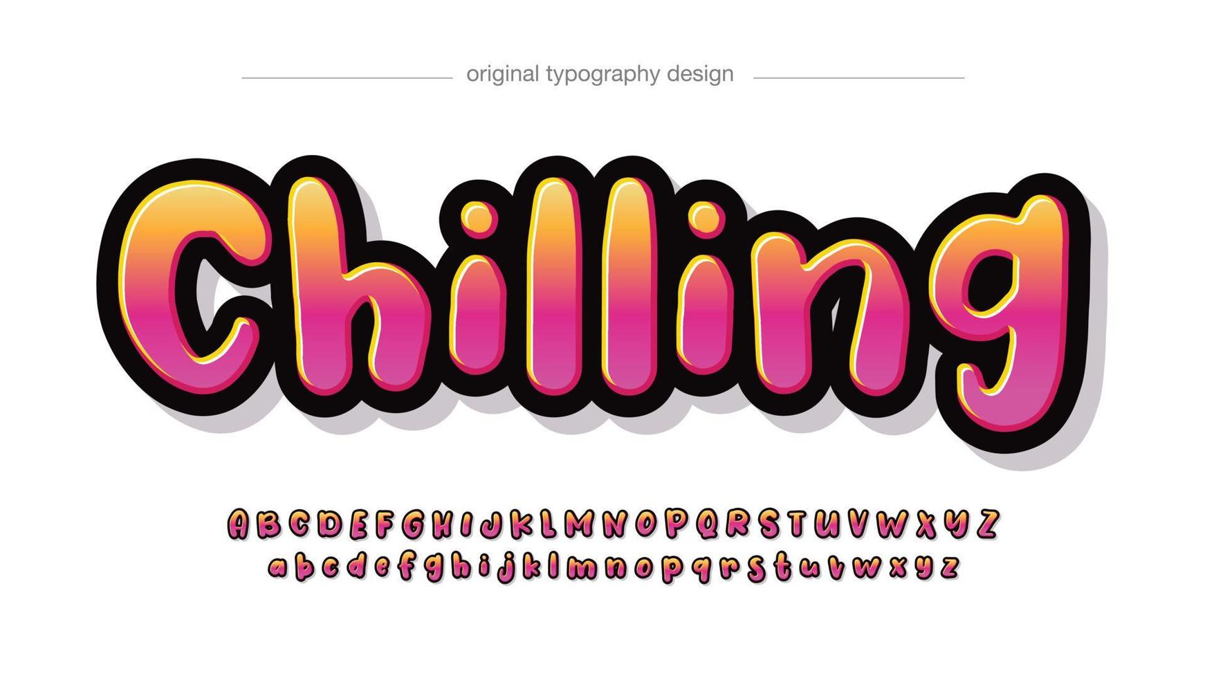 yellow and pink rounded cartoon lettering font vector