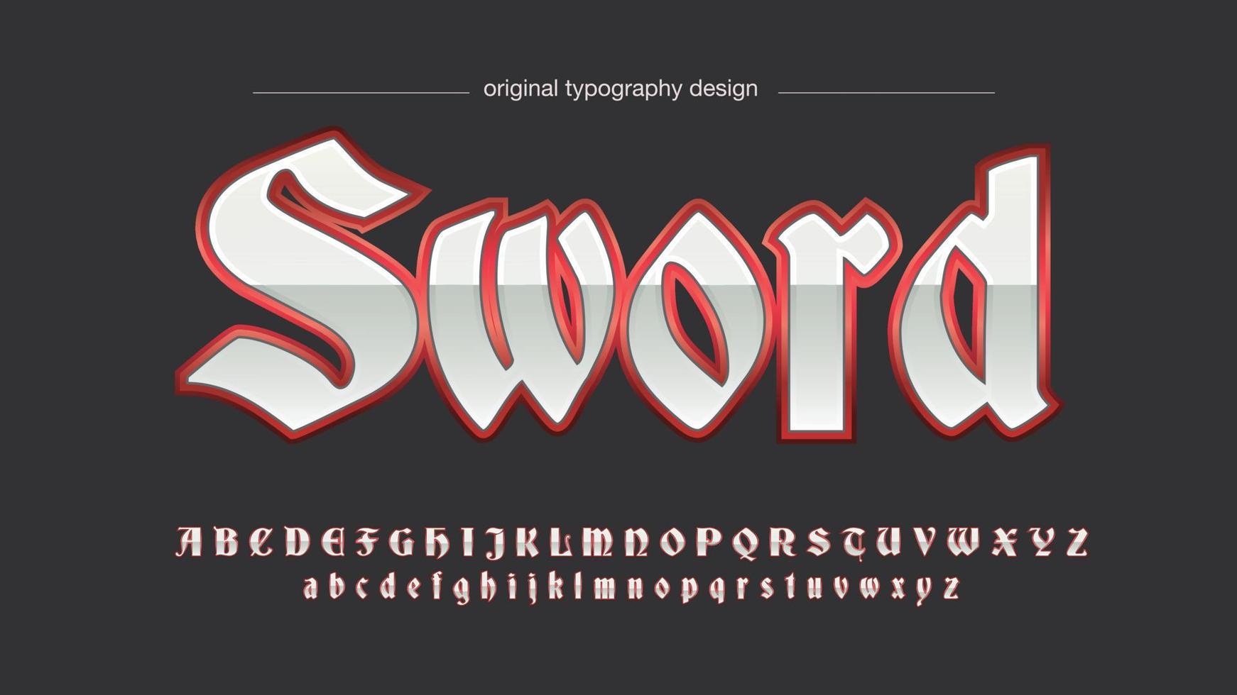 red and silver gothic 3d gaming typography vector