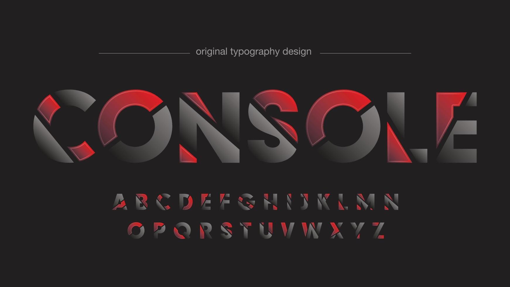 red and gray sliced futuristic typography vector