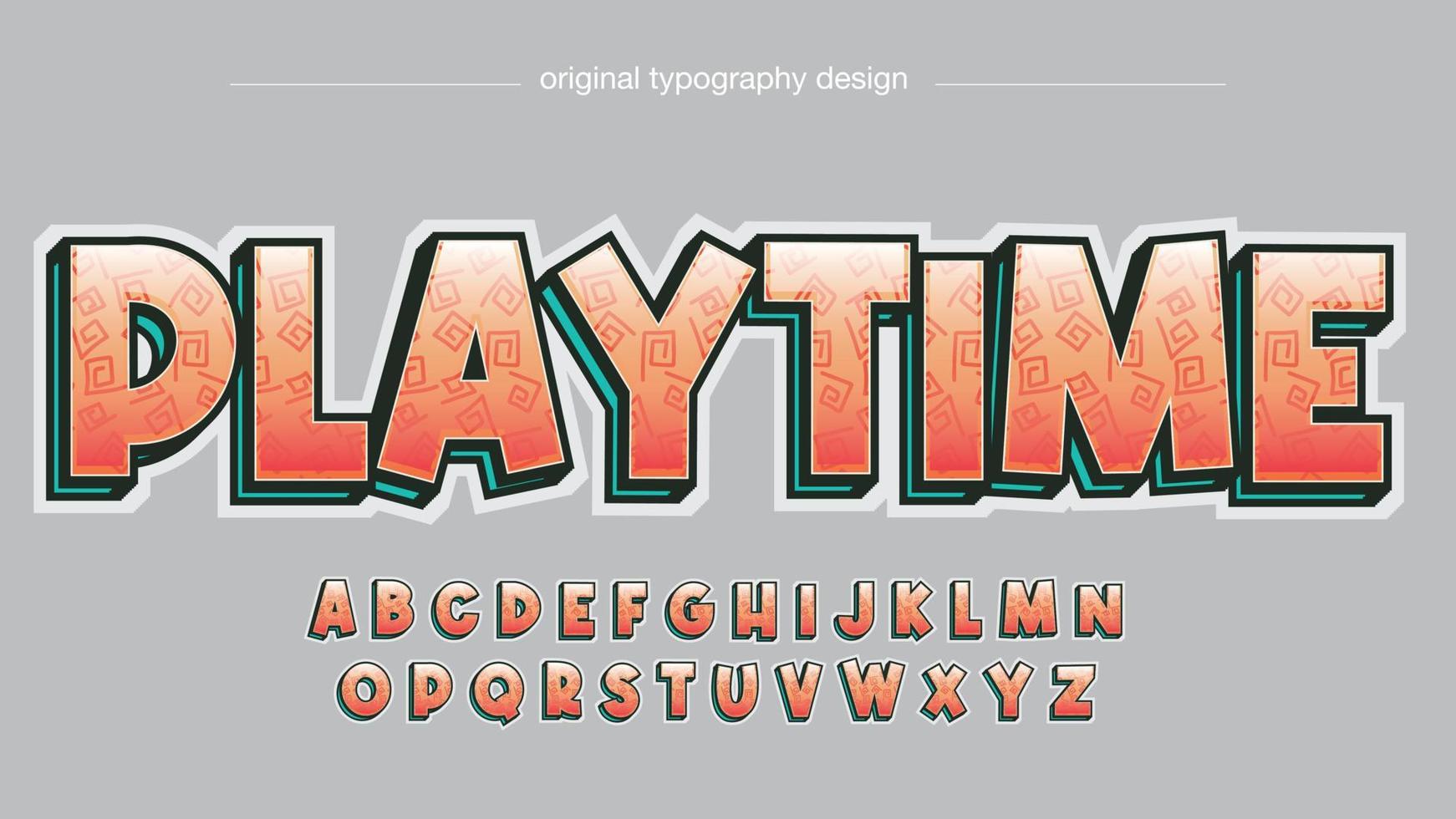 orange 3d cartoon pattern tribal game typography vector