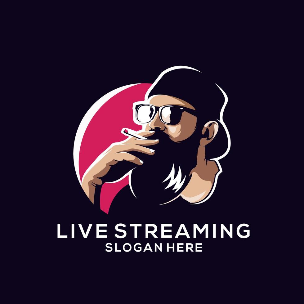 beard streaming logo vector