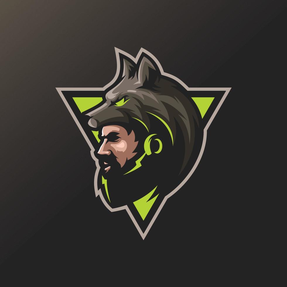wolf man logo design vector