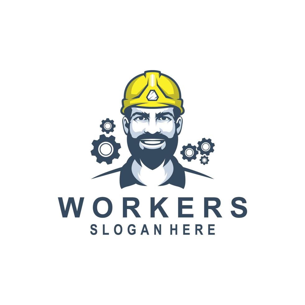 worker logo design with vector