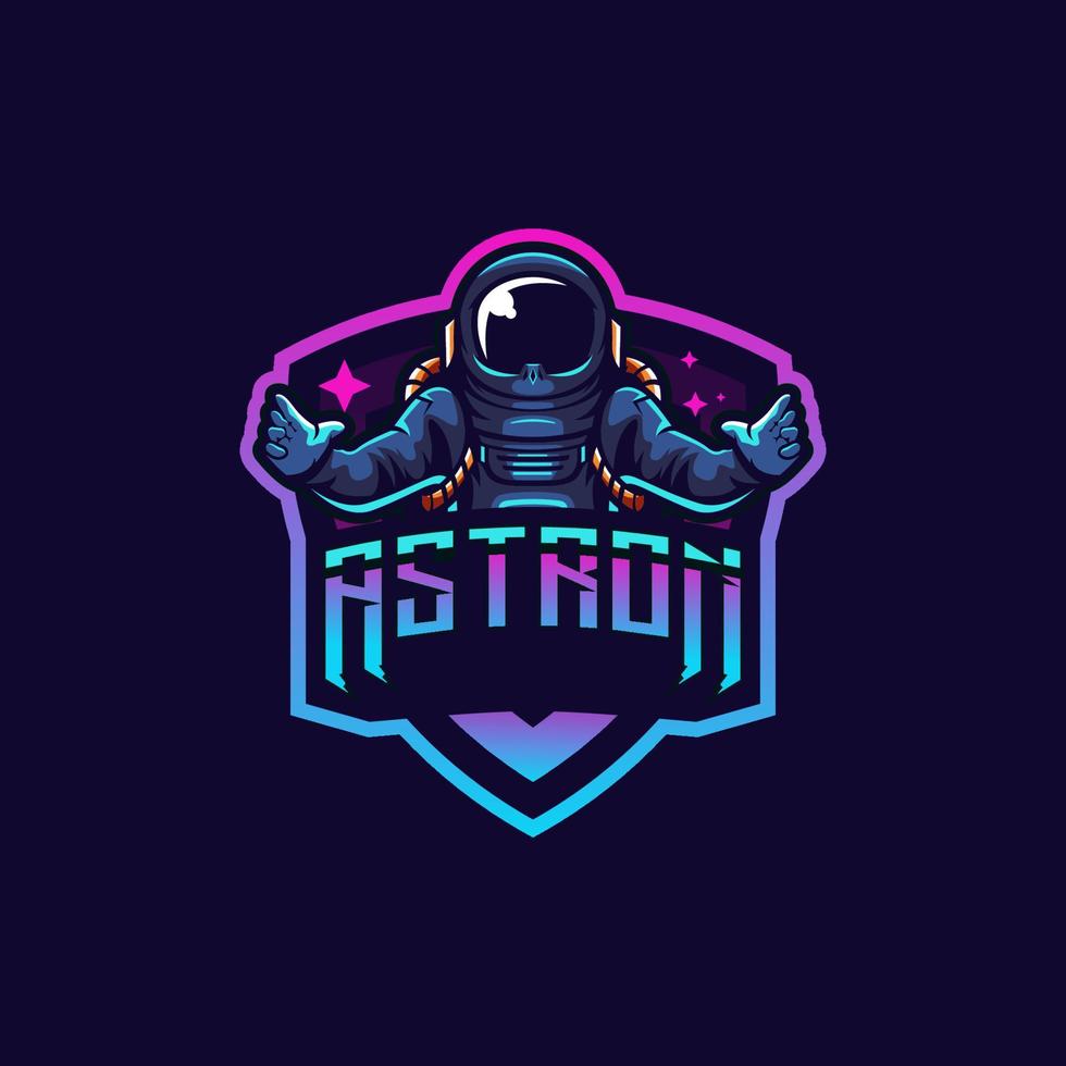 diseño de logotipo de astronauta con color fresco vector