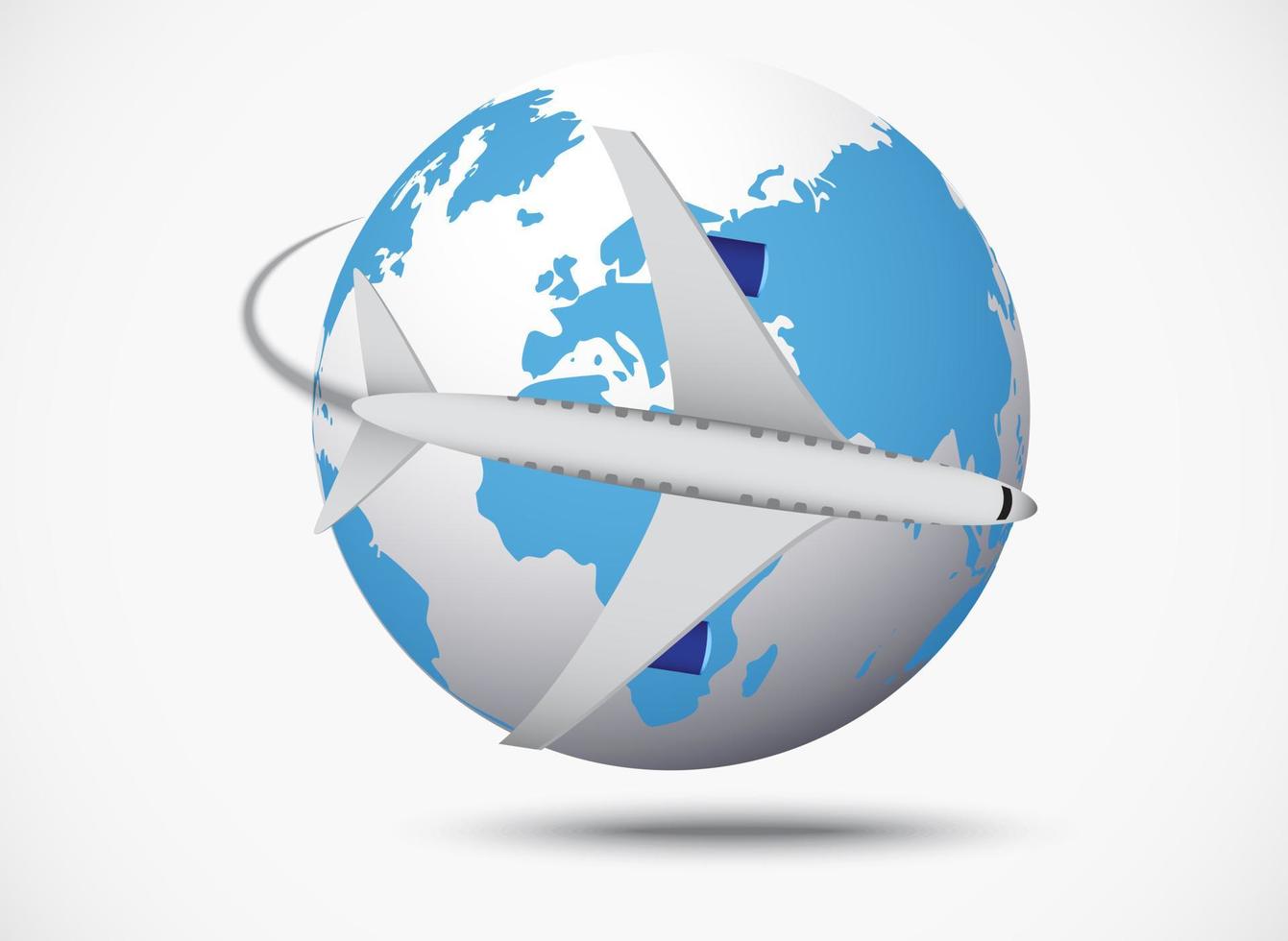 Airliner with globe in the white background. vector illustration