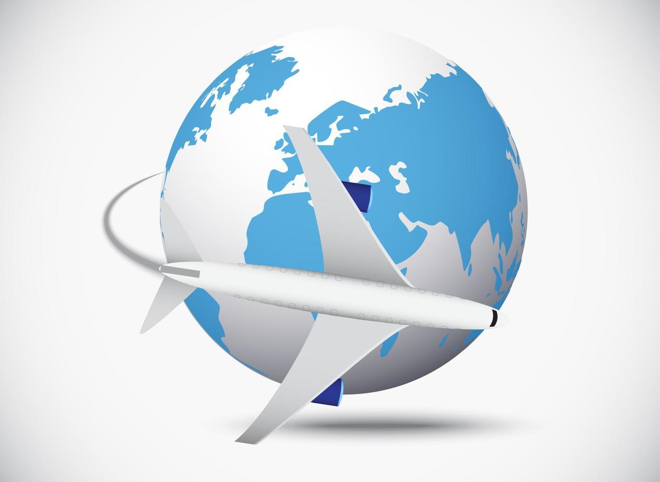 Airliner with globe in the white background. vector illustration. vector illustration