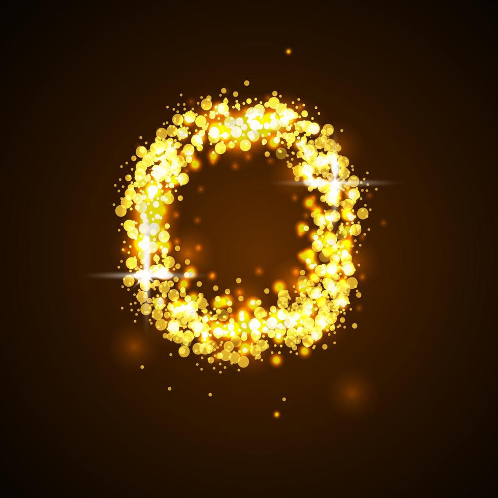 Number zero of gold glittering stars vector