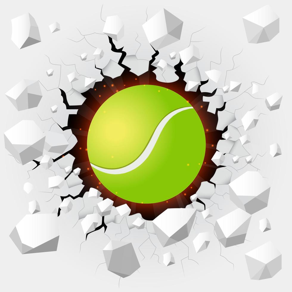 Tennis ball with cracked background. vector