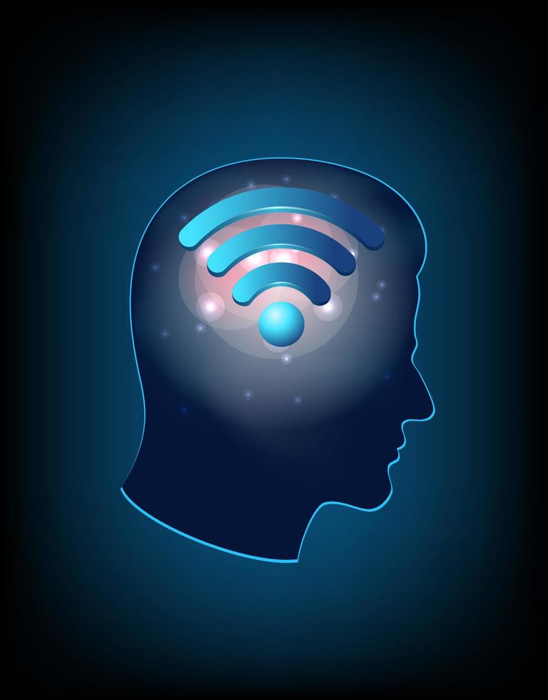 concepto de cerebro con señal wifi vector