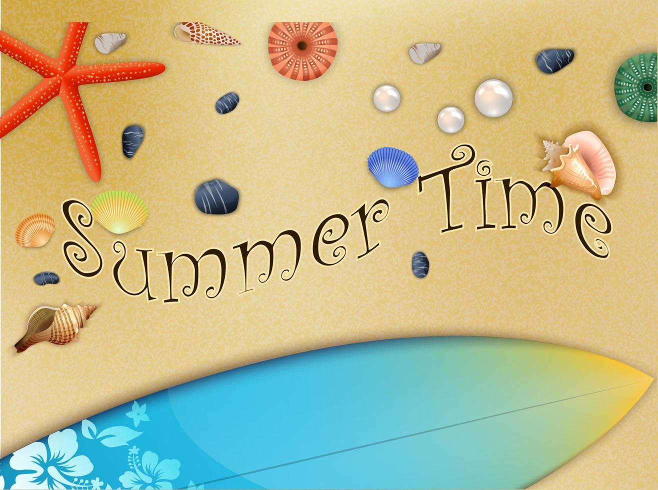 ilustración verano en la playa mar orilla vector