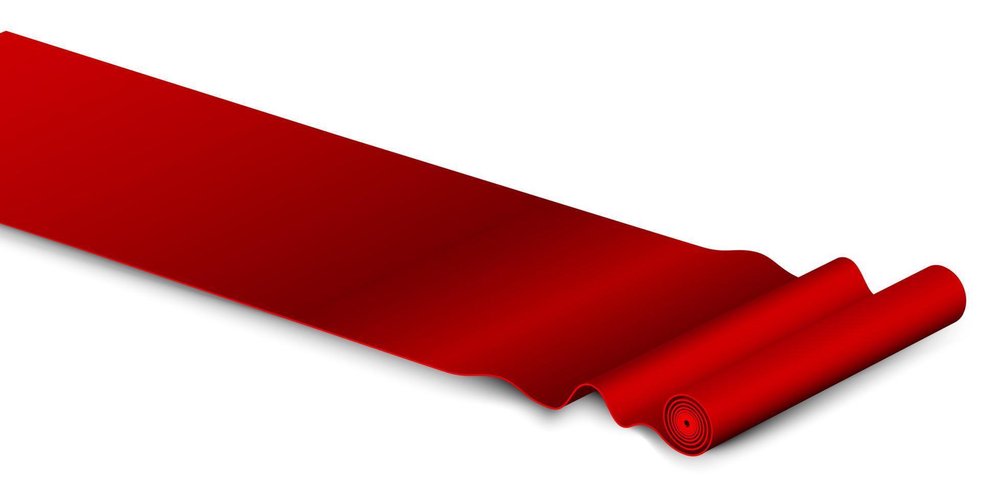 Classic rolling red carpet on white background vector