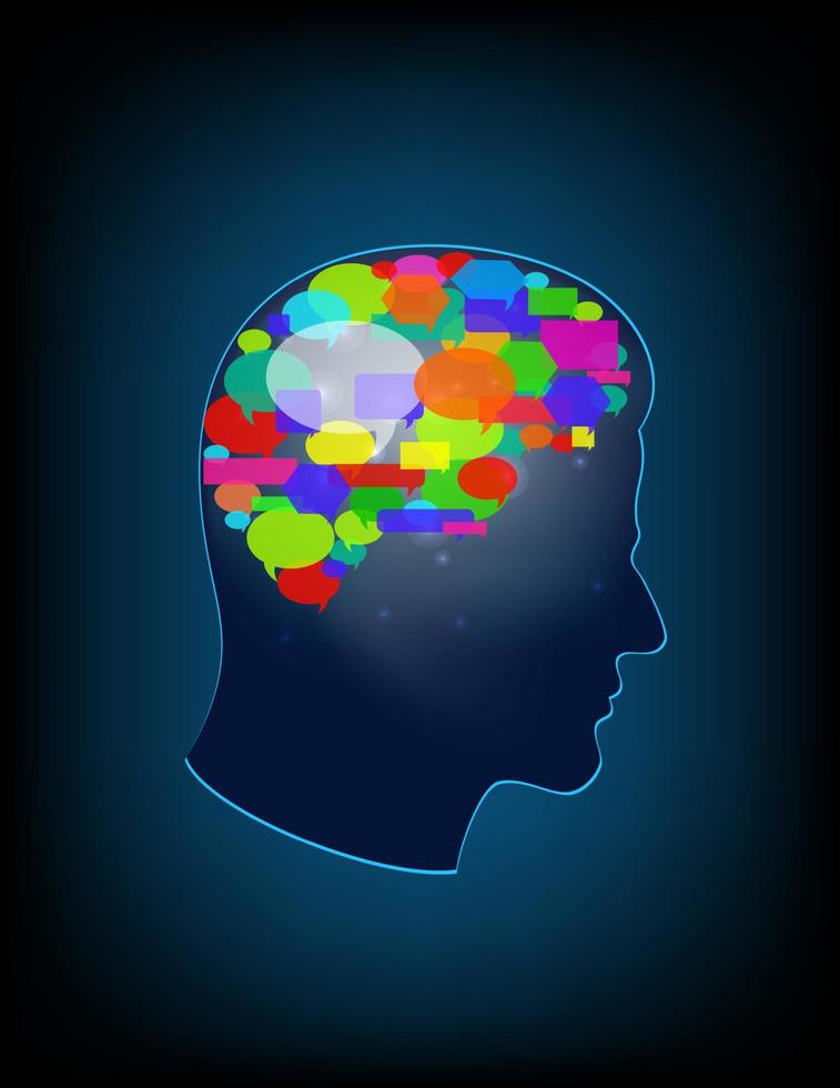 the concept of brain full of ideas silhouette vector