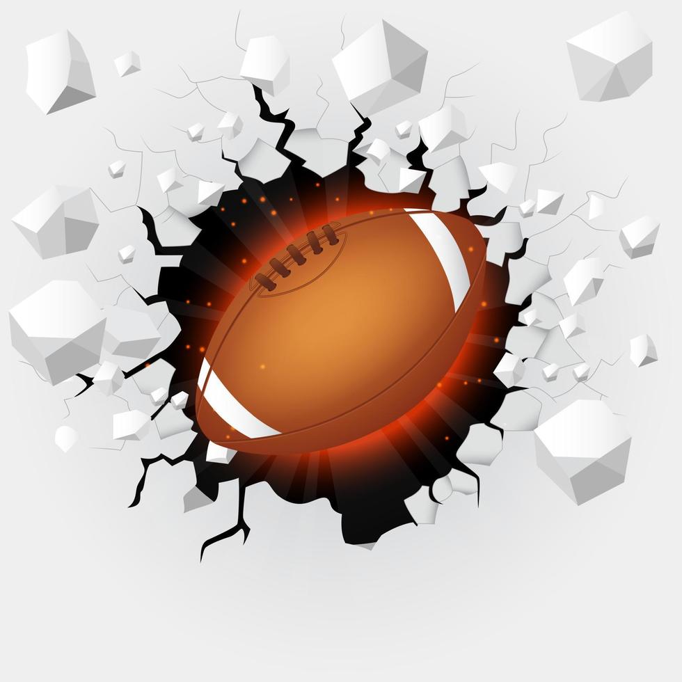 American football with cracked background. Vector