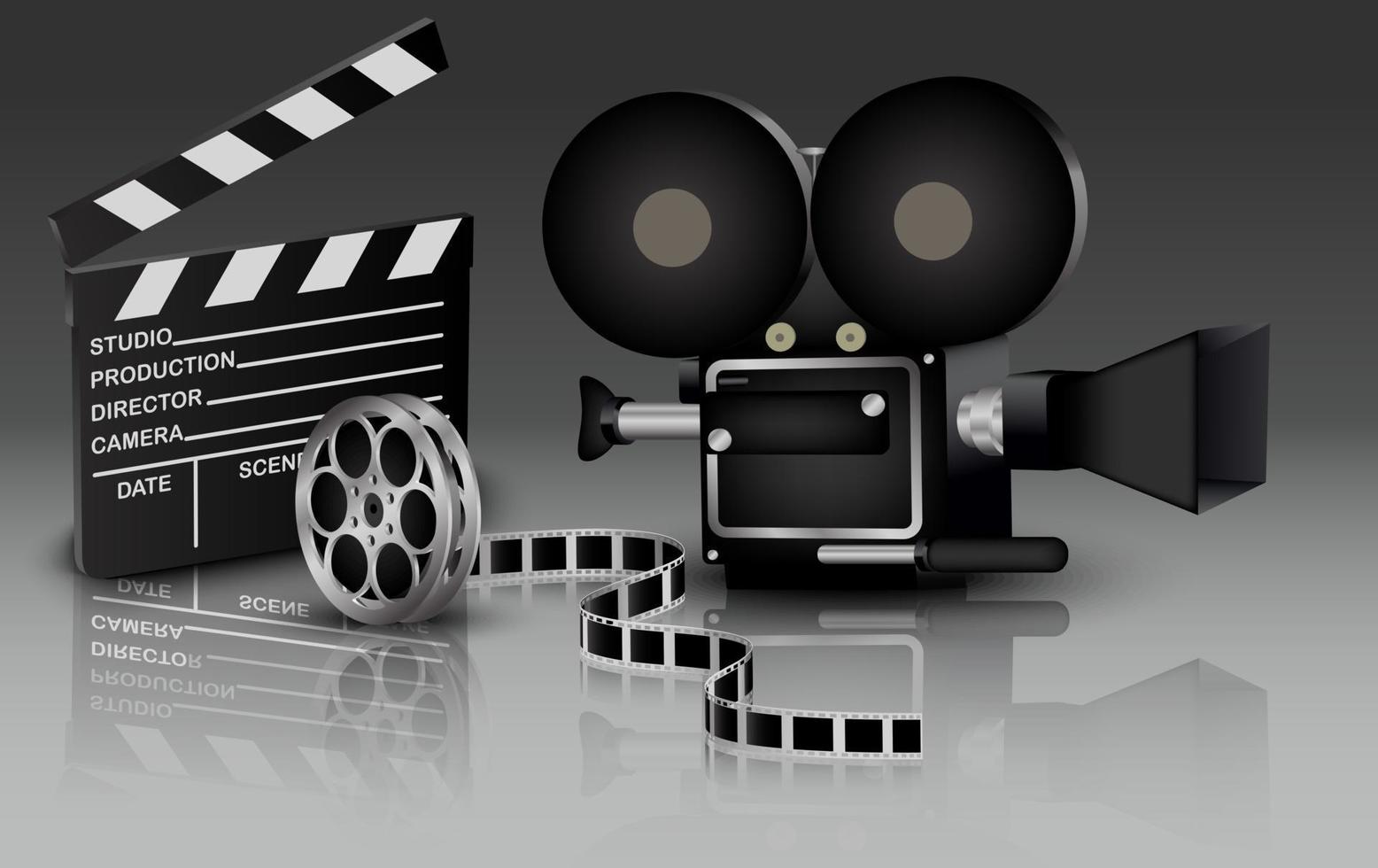 Illustration of camera with movie vector