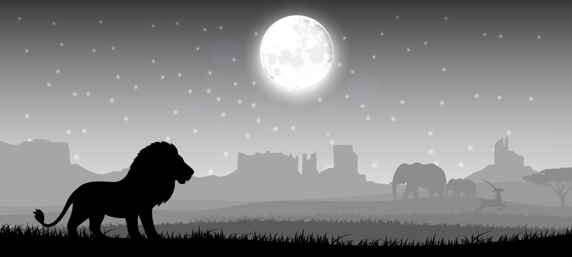 león en la noche. vector