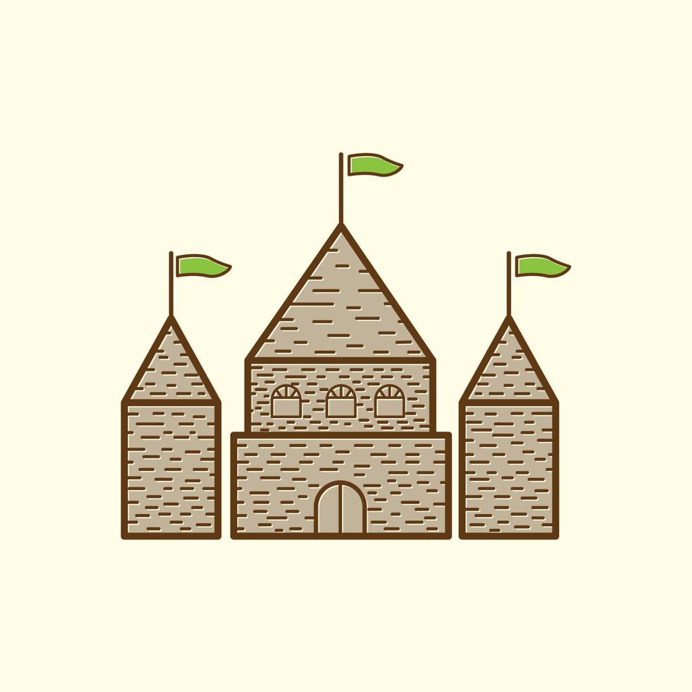 castillo línea simple vintage logo vector icono diseño ilustración