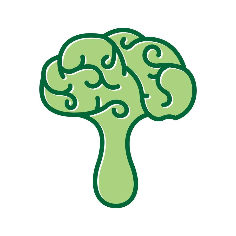 broccoli with brain logo symbol icon vector graphic design illustration