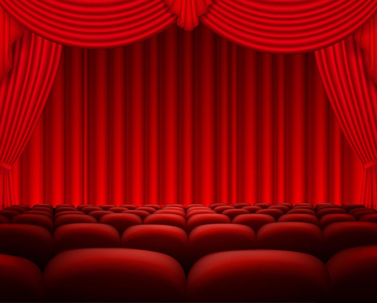 Cinema or theater scene with a curtain. Vector