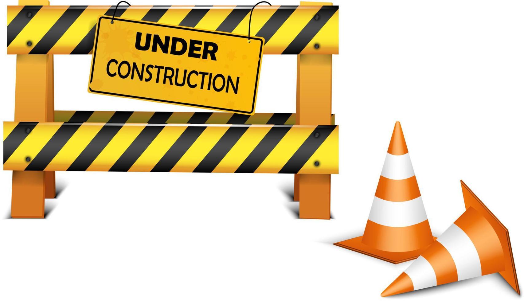 Under construction barrier over white background vector