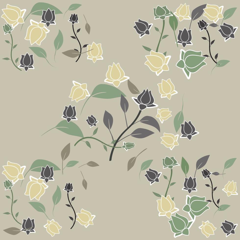 beautiful seamless pattern of flower and leaves vector