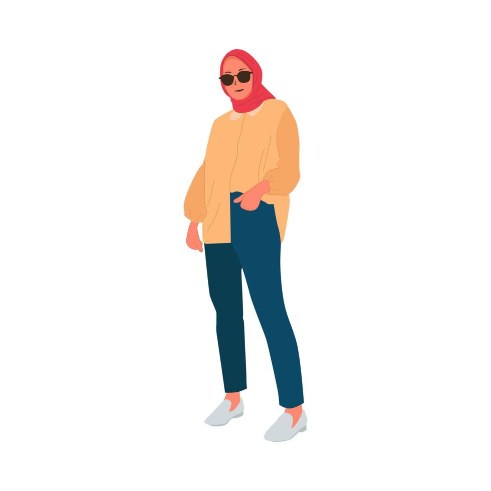 ilustración de mujer hijab vector