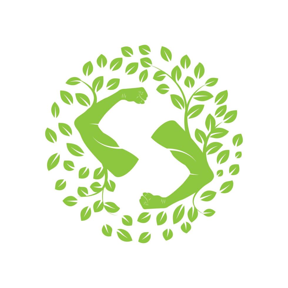 letter S for  hand health with leaf  logo design vector