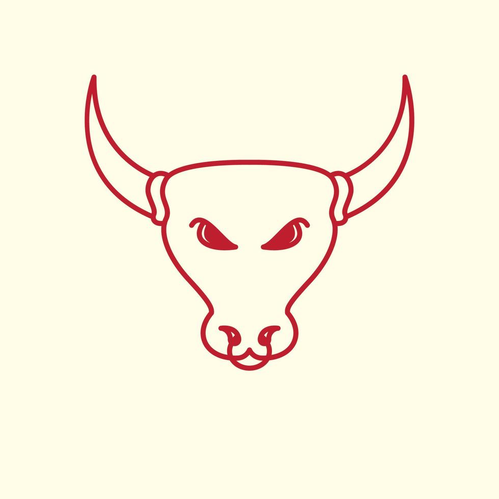 ilustración de diseño de icono de vector de logotipo moderno de línea de cabeza de búfalo o vaca