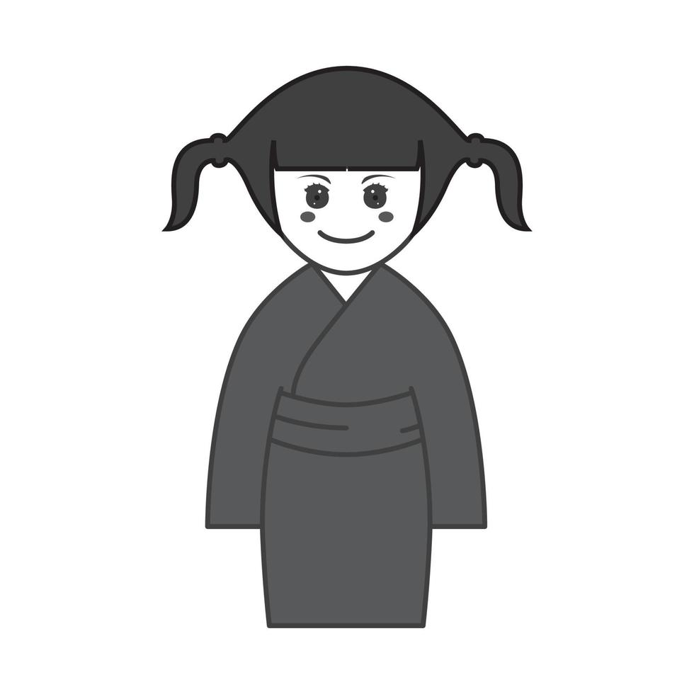 girl feminine cartoon with dress kimono logo design vector graphic symbol icon sign illustration creative idea