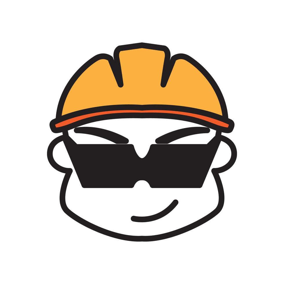 face cool man contractor logo design vector graphic symbol icon sign illustration creative idea