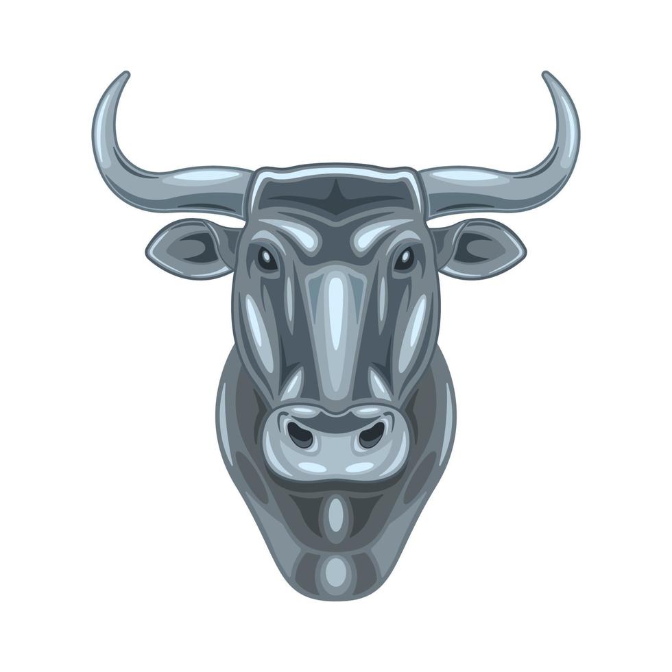 Iron Head of ox front view cartoon isolated white background vector