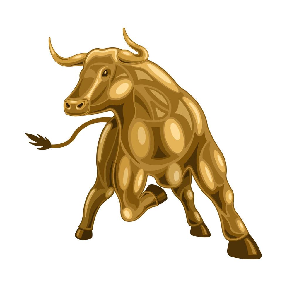 metal ox bull front view cartoon style isolated white background vector