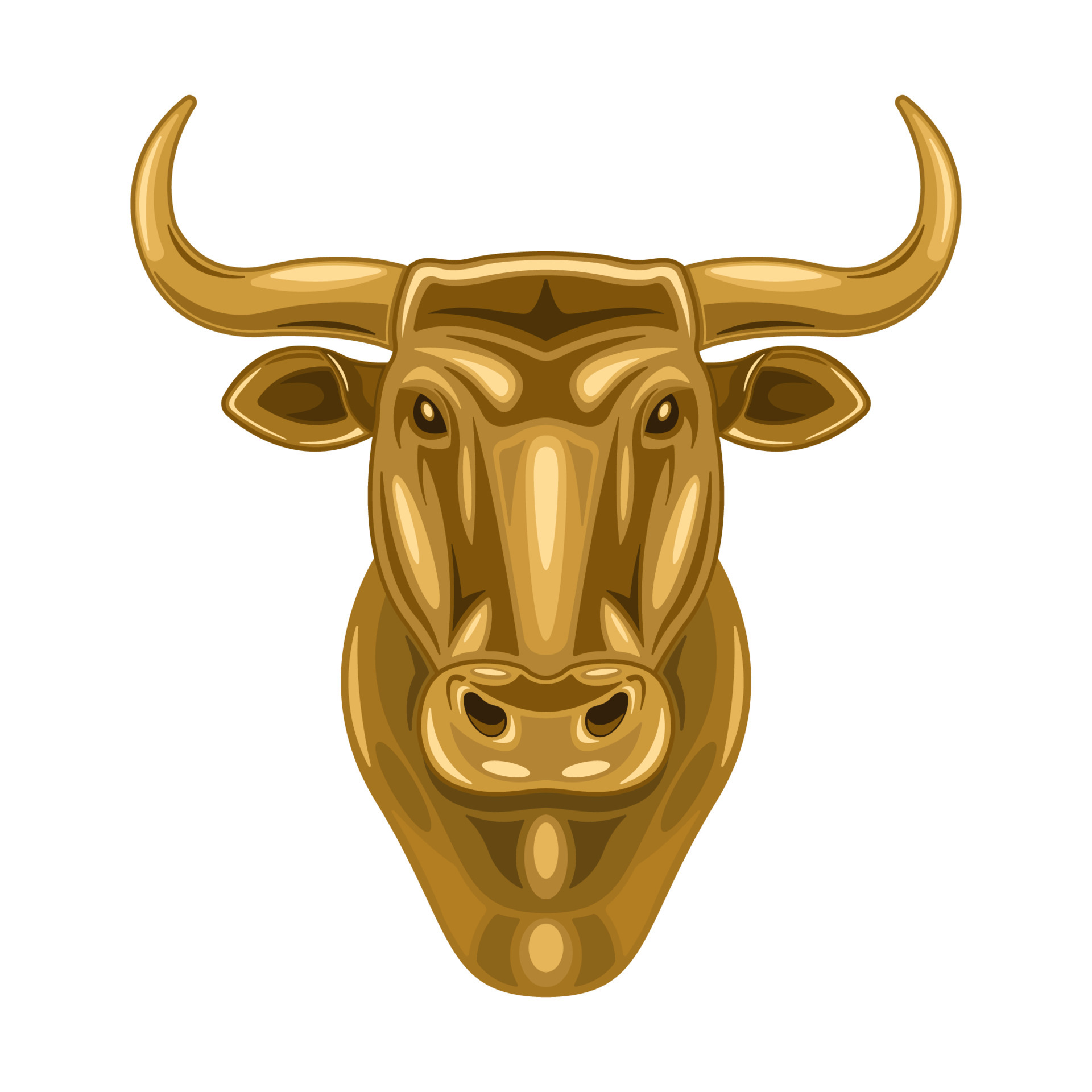 Gold Head of ox front view cartoon isolated white background 5489460