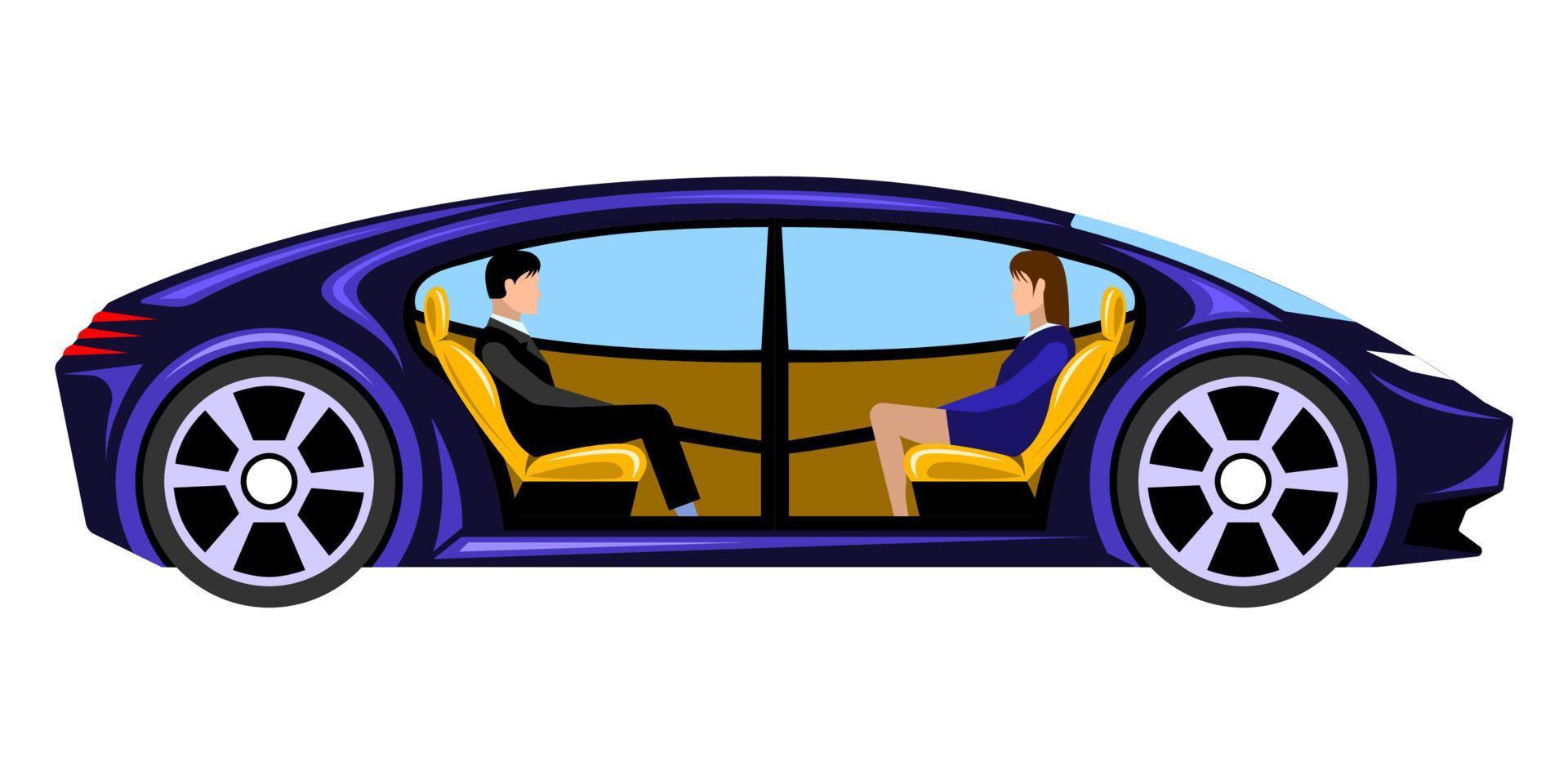 Autonomous vehicle self driving car cartoon isolated white background vector