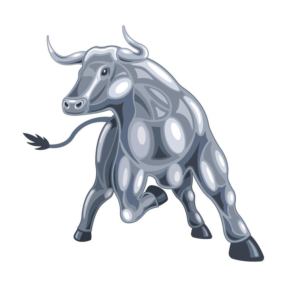 Iron metal ox front view cartoon isolated white background vector