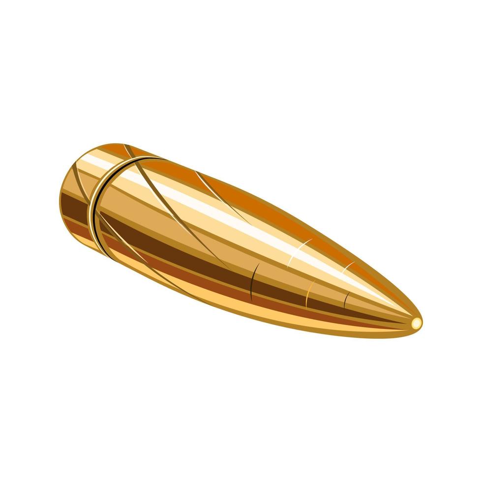 Gold bullet flying shot cartoon realistic isolated white background vector