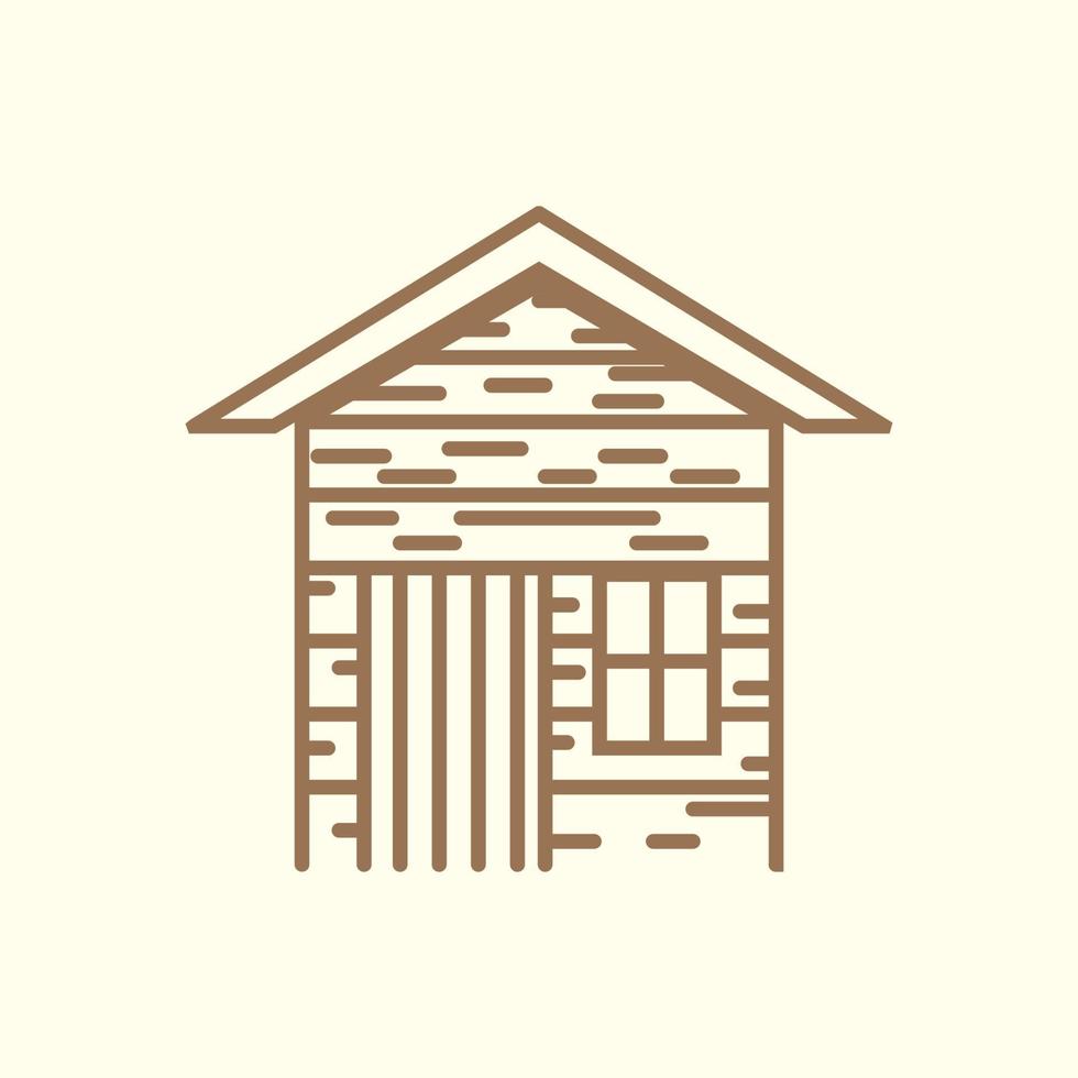 casa o casa cabaña línea de madera vintage simple logotipo vector icono ilustración diseño