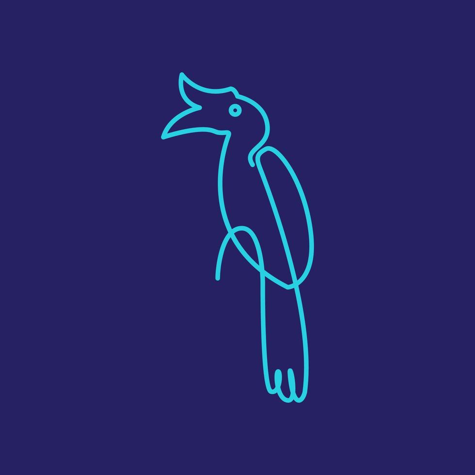 continuous lines bird hornbill logo symbol icon vector graphic design illustration idea creative