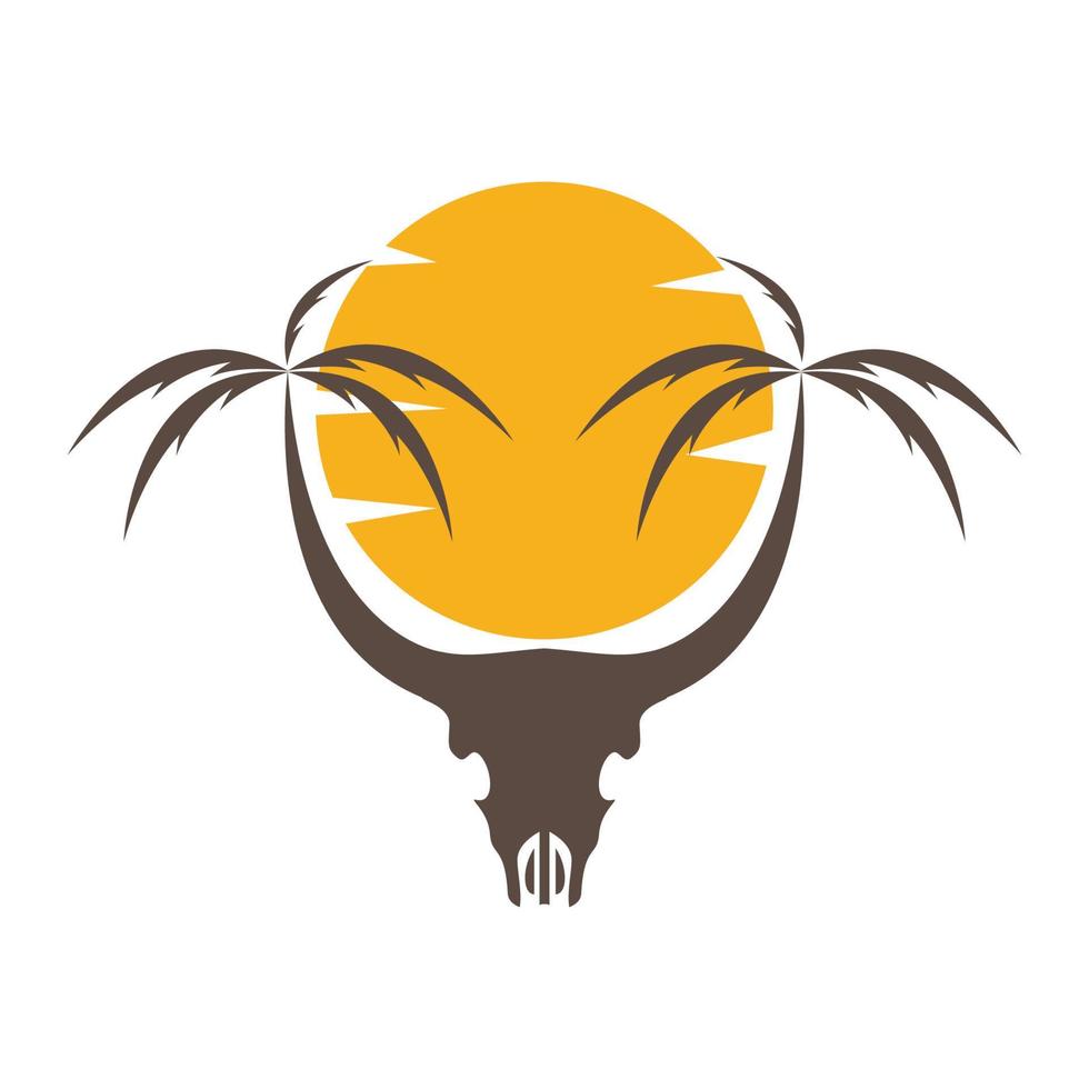 cráneo de vaca con diseño de logotipo de árbol de coco símbolo gráfico vectorial icono signo ilustración idea creativa vector