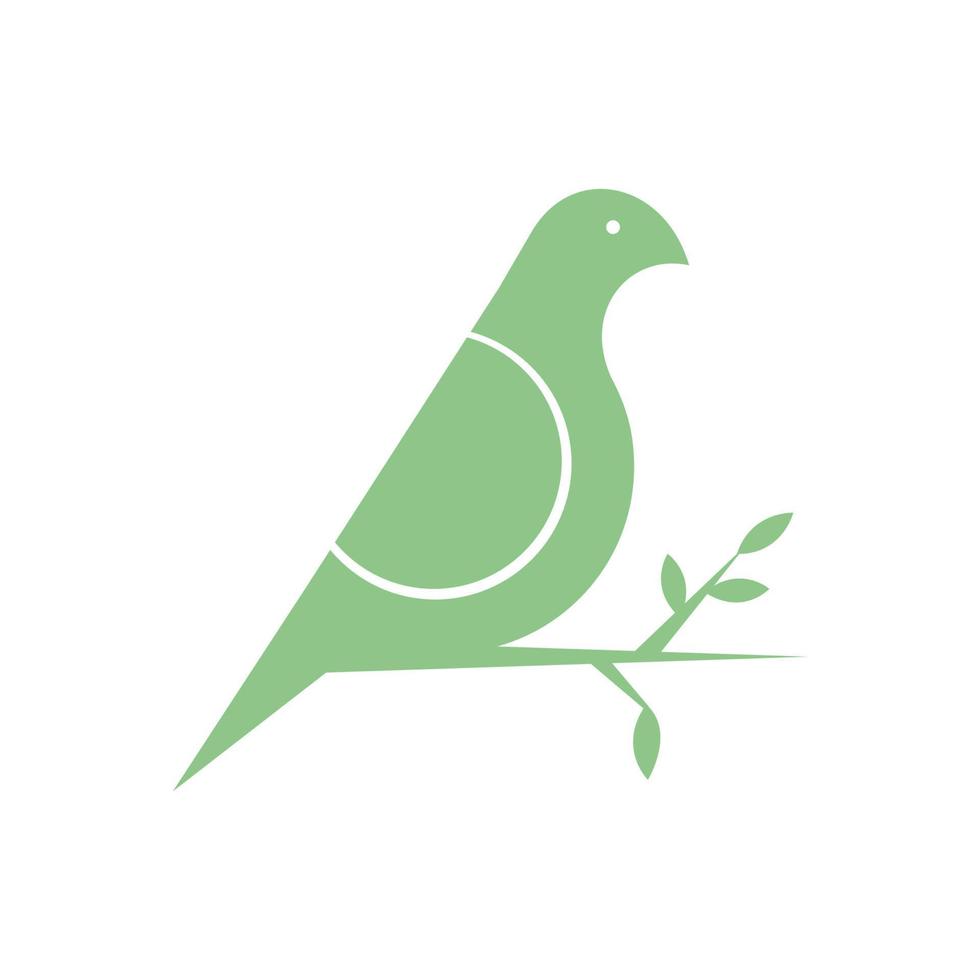 pájaro verde paloma con ramita belleza logotipo símbolo icono vector diseño gráfico ilustración idea creativa