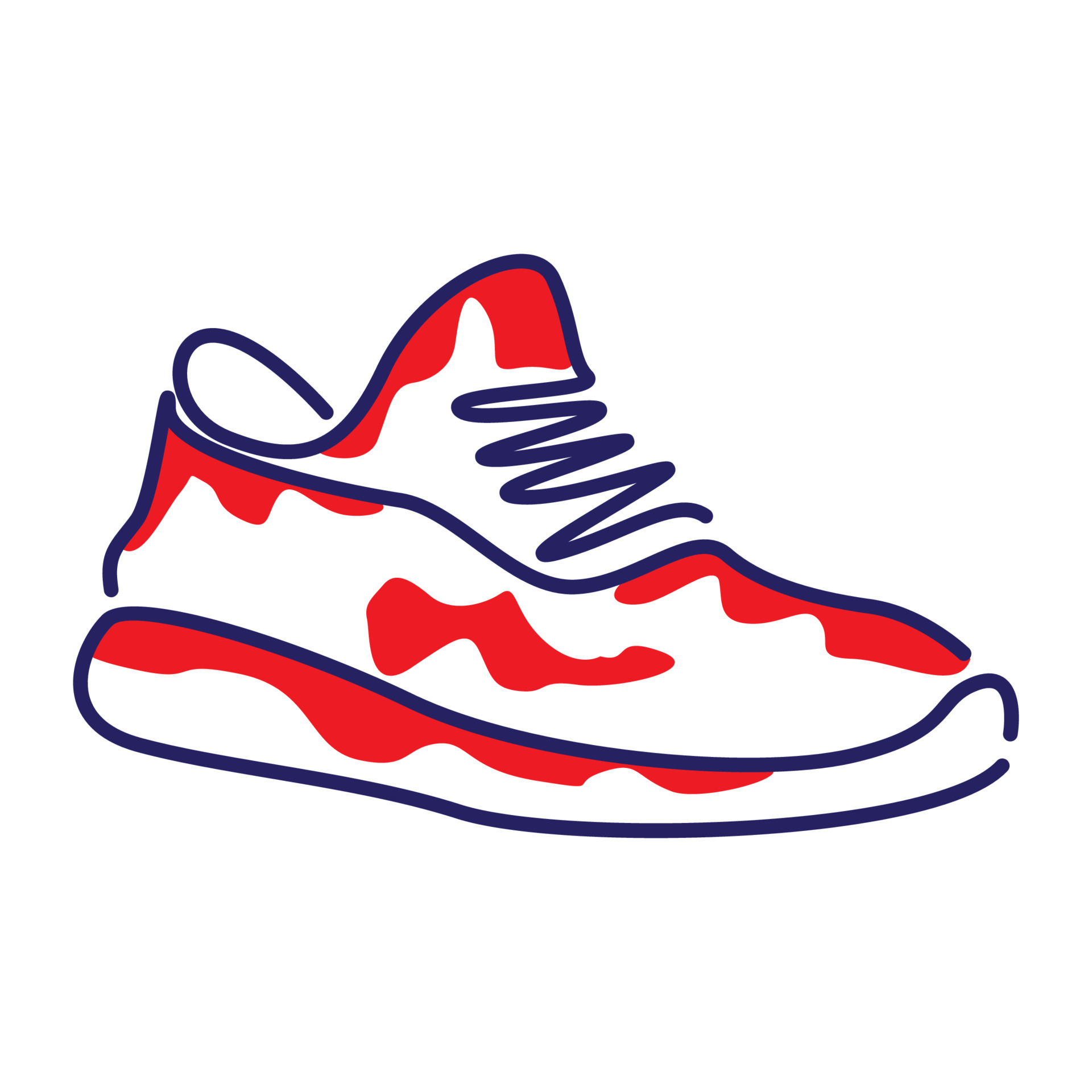 line abstract red young shoe sneaker logo design vector graphic ...