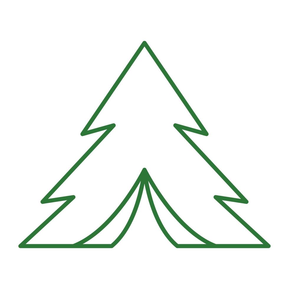 Pino de árbol verde de línea con diseño de logotipo de tienda de campaña símbolo gráfico vectorial icono signo ilustración idea creativa vector