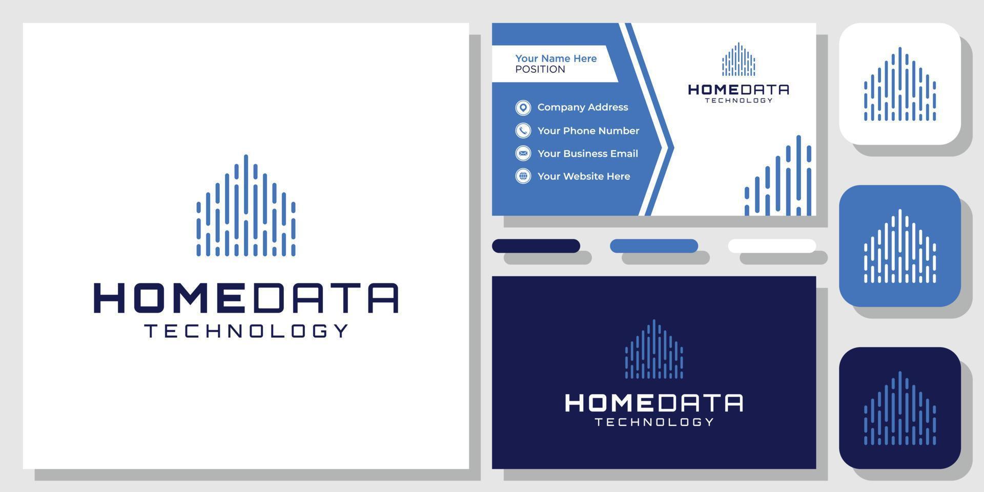 Home Data Technology Digital House Network Building Future Logo Design with Business Card Template vector