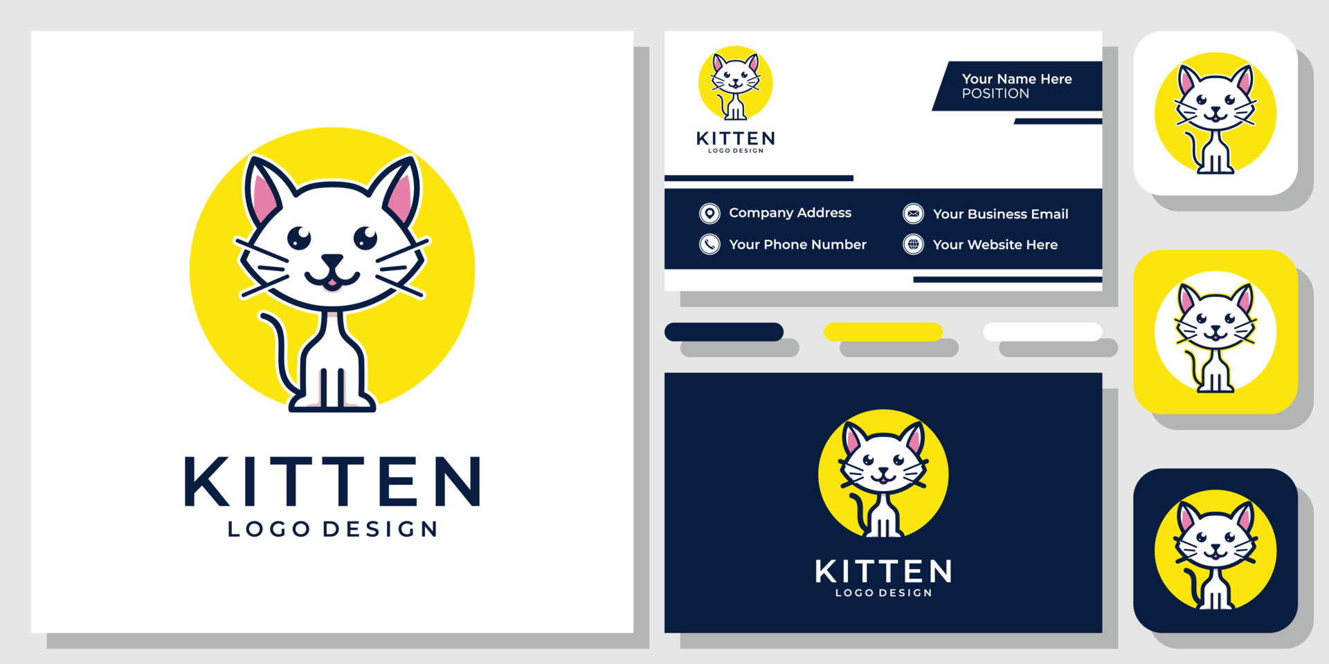 Cute Cat Icon Logo Template and Ideas for Design