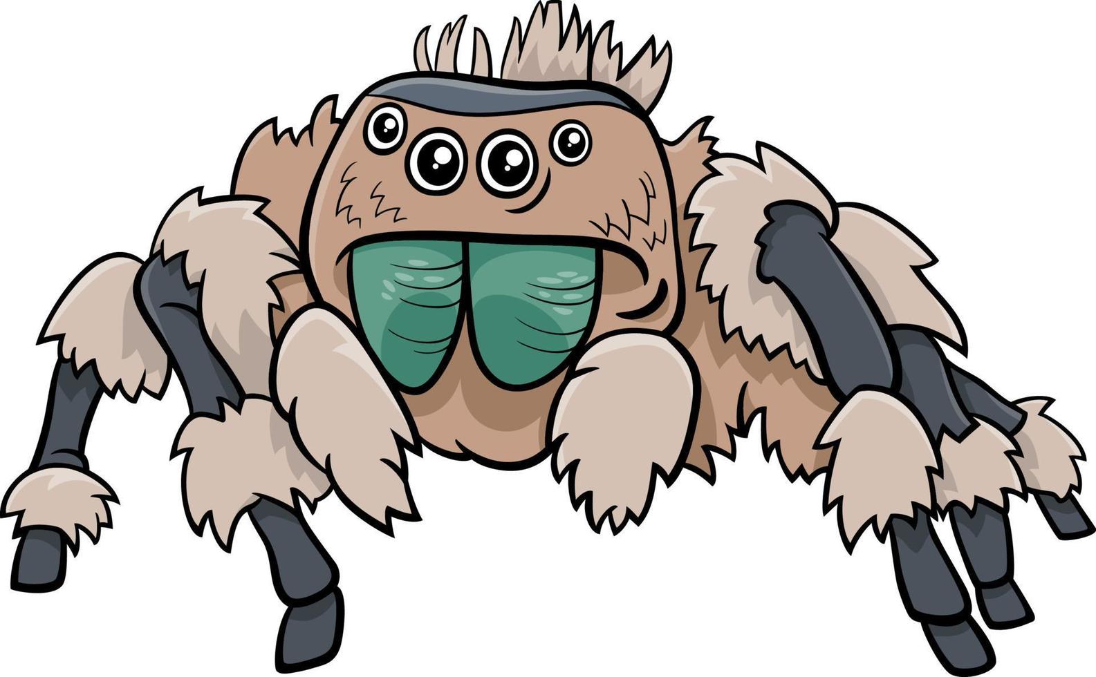 jumping spider insect character cartoon illustration vector