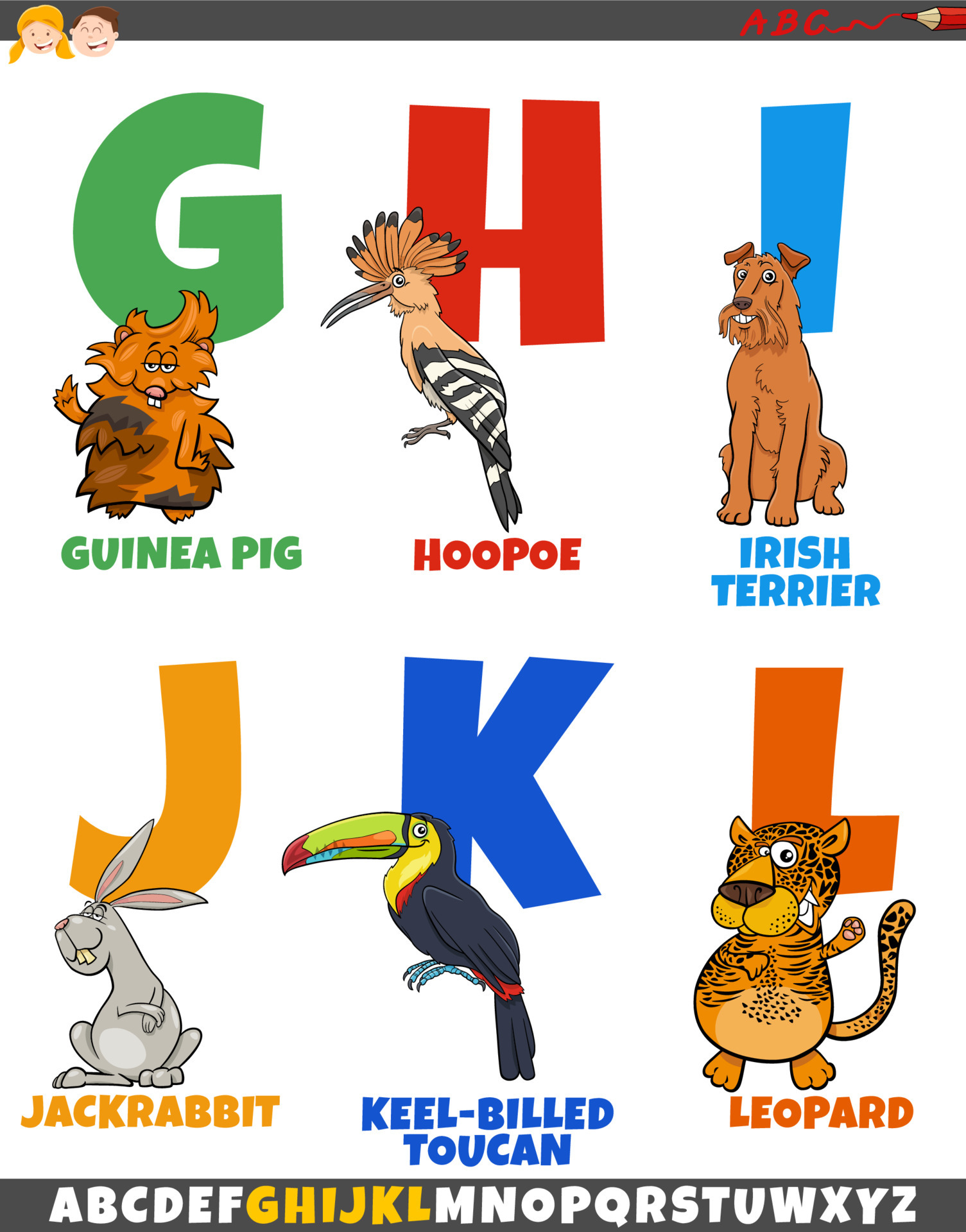 educational alphabet set with cartoon animal characters 5489823 Vector Art  at Vecteezy