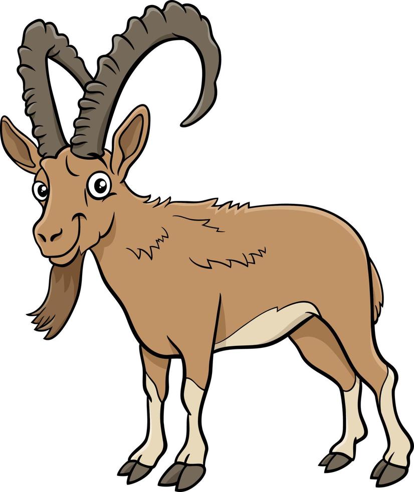 caricatura, ibex, cómico, animal, carácter vector